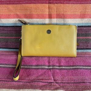 Women’s ANNE KLEIN Wristlet Wallet Slim Gold with Shiny Gold Accents Fits Phone